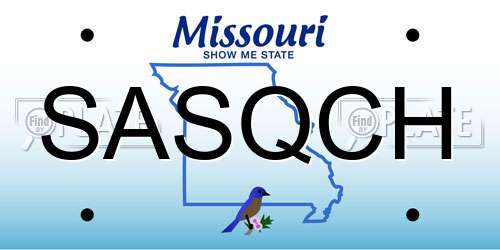SASQCH Missouri License Plate