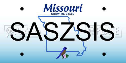 SASZSIS Missouri License Plate
