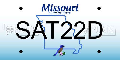 SAT22D Missouri License Plate