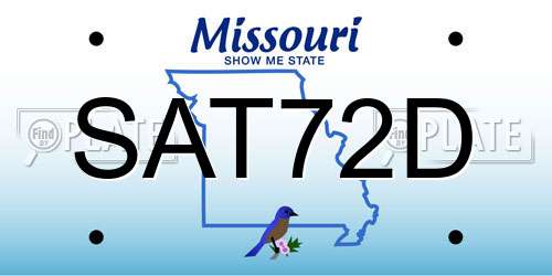 SAT72D Missouri License Plate