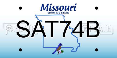 SAT74B Missouri License Plate
