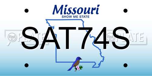 SAT74S Missouri License Plate