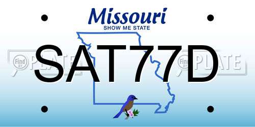 SAT77D Missouri License Plate
