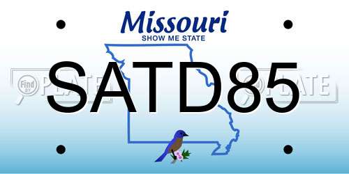 SATD85 Missouri License Plate