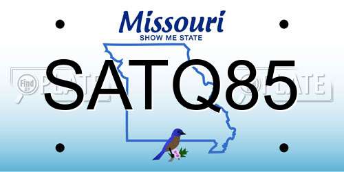 SATQ85 Missouri License Plate