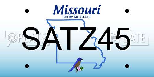 SATZ45 Missouri License Plate