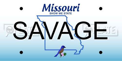 SAVAGE Missouri License Plate