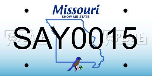 SAY0015 Missouri License Plate