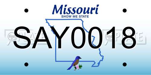 SAY0018 Missouri License Plate
