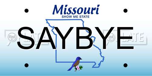 SAYBYE Missouri License Plate