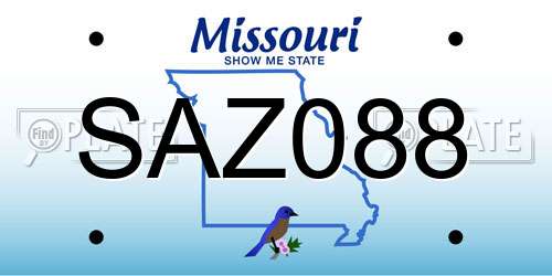 SAZ088 Missouri License Plate