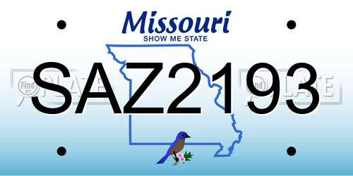 SAZ2193 Missouri License Plate