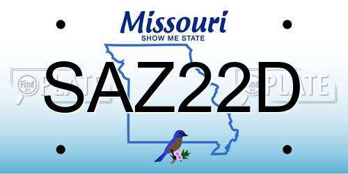 SAZ22D Missouri License Plate
