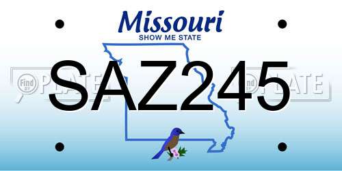 SAZ245 Missouri License Plate