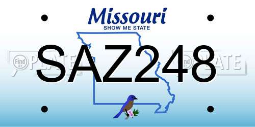 SAZ248 Missouri License Plate