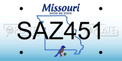 SAZ451 Missouri License Plate