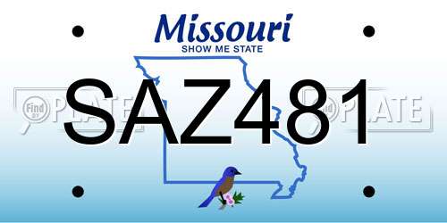 SAZ481 Missouri License Plate