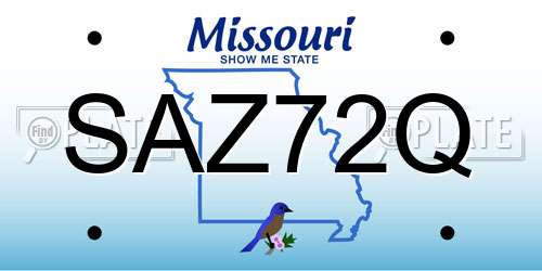 SAZ72Q Missouri License Plate