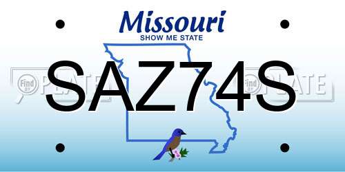 SAZ74S Missouri License Plate