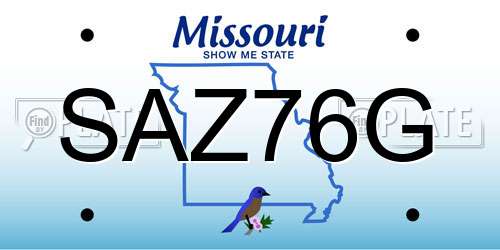 SAZ76G Missouri License Plate
