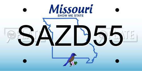 SAZD55 Missouri License Plate