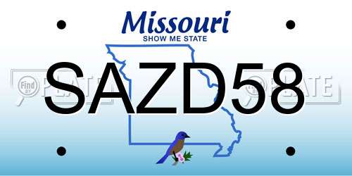 SAZD58 Missouri License Plate