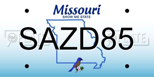 SAZD85 Missouri License Plate