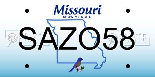 SAZO58 Missouri License Plate