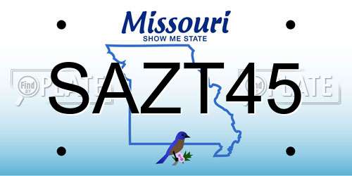 SAZT45 Missouri License Plate