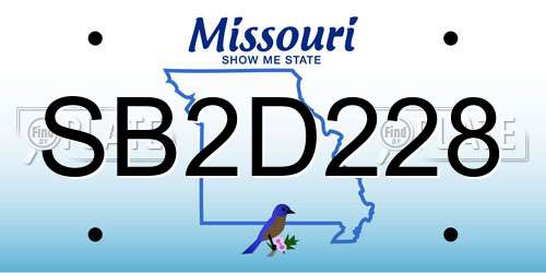 SB2D228 Missouri License Plate