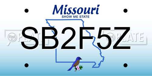 SB2F5Z Missouri License Plate