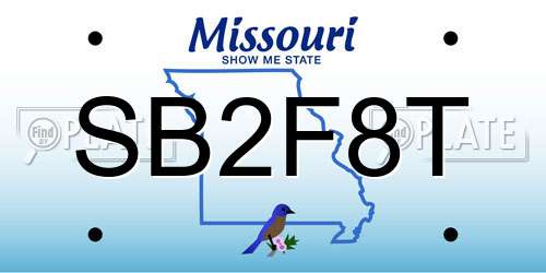 SB2F8T Missouri License Plate