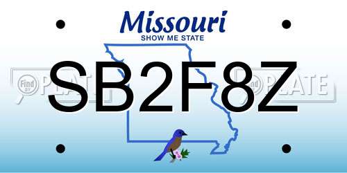 SB2F8Z Missouri License Plate