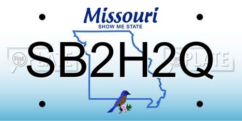 SB2H2Q Missouri License Plate