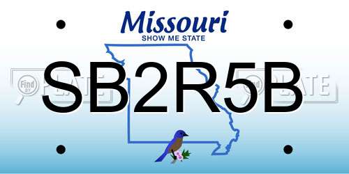 SB2R5B Missouri License Plate
