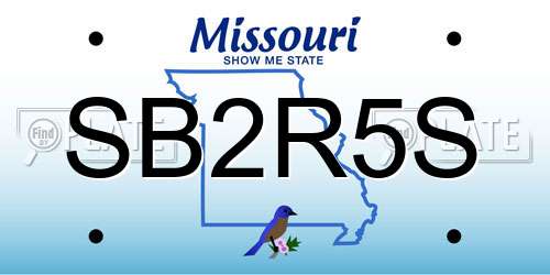 SB2R5S Missouri License Plate