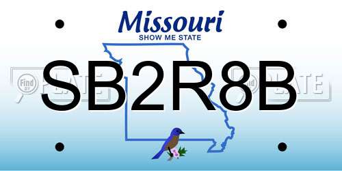 SB2R8B Missouri License Plate