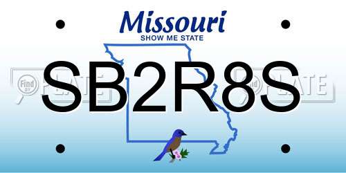 SB2R8S Missouri License Plate