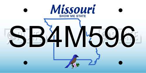 SB4M596 Missouri License Plate