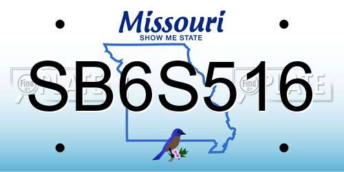 SB6S516 Missouri License Plate