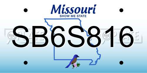 SB6S816 Missouri License Plate