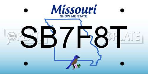 SB7F8T Missouri License Plate