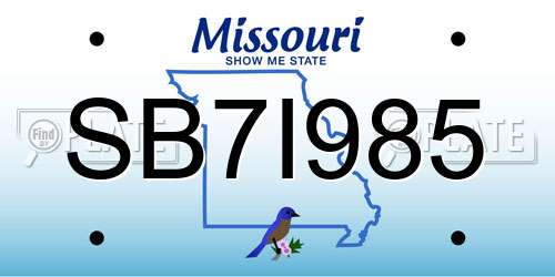 SB7I985 Missouri License Plate