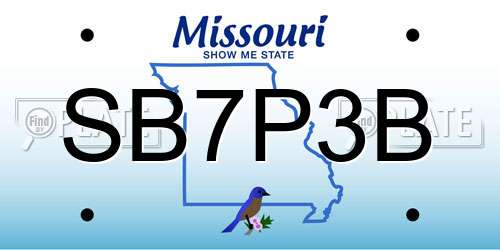 SB7P3B Missouri License Plate