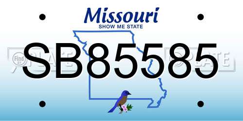 SB85585 Missouri License Plate