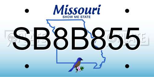 SB8B855 Missouri License Plate