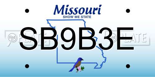 SB9B3E Missouri License Plate