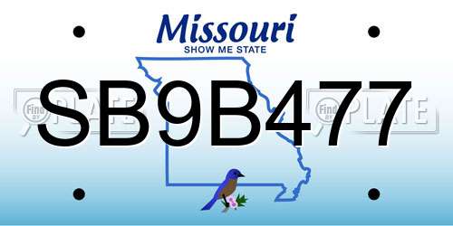 SB9B477 Missouri License Plate