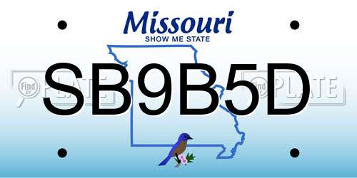 SB9B5D Missouri License Plate