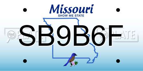 SB9B6F Missouri License Plate